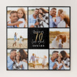 Puzzle Faire 70 beau or noir photo anniversaire<br><div class="desc">Célébrez votre 70e anniversaire en style avec cet effet noir et or 70e anniversaire design. Un design moderne avec texte de script et graphismes en gras. Modifiez la couleur pour la customiser. Partie d'une collection.</div>