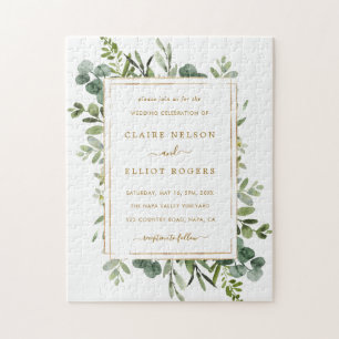 Puzzle Faire-part de mariage Botanique Gold Greenery
