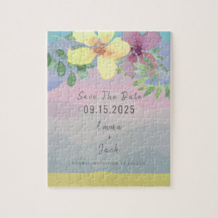 Puzzle Faire-part de mariage coloré pour annoncer la date