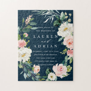 Puzzle Faire-part de mariage floral Blush de la Marine