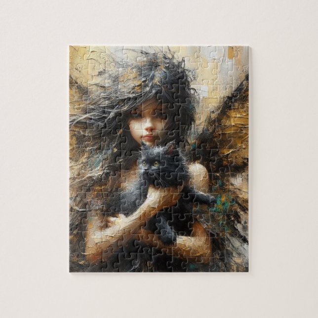 Puzzle Fairy Holding a mignon Kitten (Vertical)