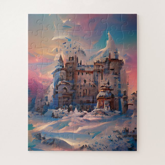 Puzzle Fairytale World, Château d'hiver, Château de neige (Vertical)