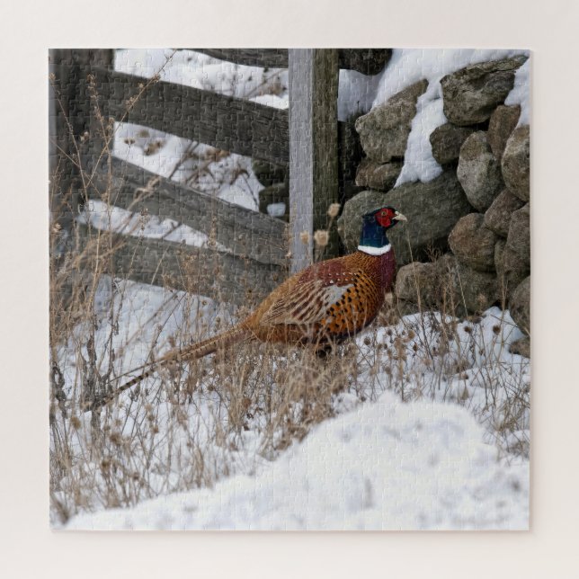 Puzzle Faisan dans la neige (Vertical)