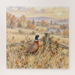 Puzzle Faisan d'automne dans un champ campagnard