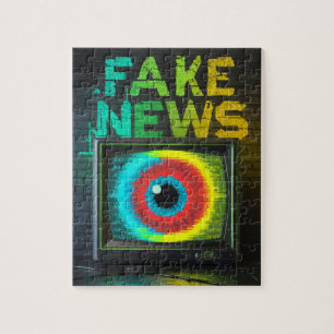 Puzzle Fake News Retro TV Eyeball Glitch