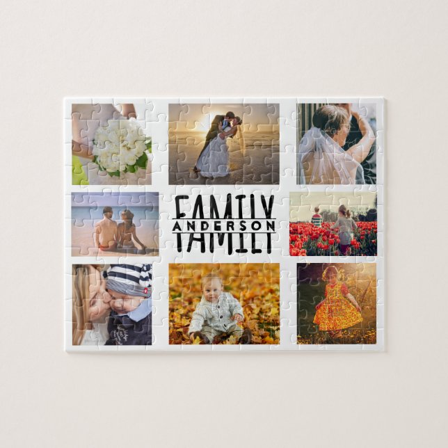 Puzzle Famille 8 Collage de photos et nom DO-IT-YOURSELF  (Horizontal)