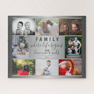 Puzzle Famille 8 Photo Collage argent dire script tendanc