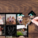 Puzzle Famille 8 photo collage monogramme nom keepsar<br><div class="desc">Monogramme personnalisé et nom avec famille établie année 8 photo grille élégante simple noir et blanc modèle photo de conservation créent votre propre puzzle.        Un cadeau de Noël,  anniversaire de famille,  nouveau foyer ou Thanksgiving.</div>