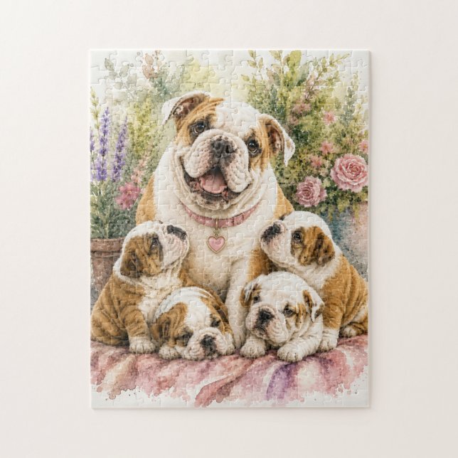 PUZZLE FAMILLE BOULEDOGUE ANGLAIS  (Vertical)