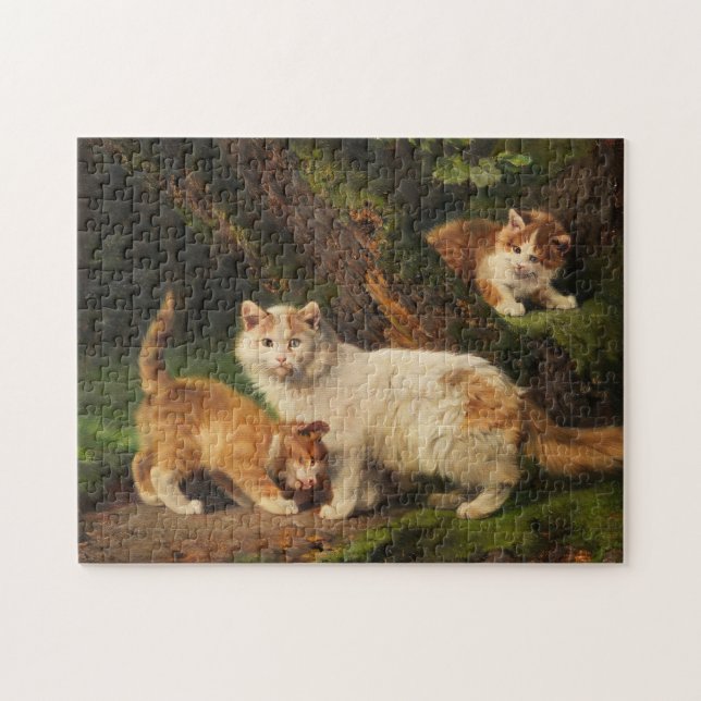 Puzzle Famille de chat Jouer | Julius Adam le Jeune (Horizontal)
