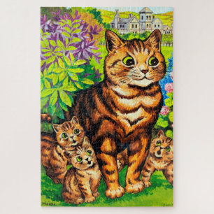 Puzzle Famille de Chats dans un jardin, Louis Wain