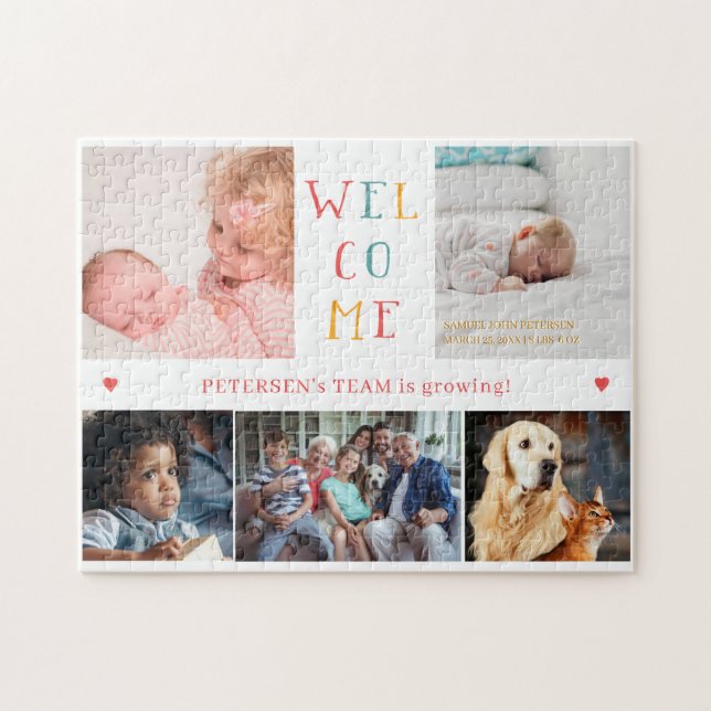 Puzzle Famille de collage photo personnalisée BIENVENUE n (Horizontal)