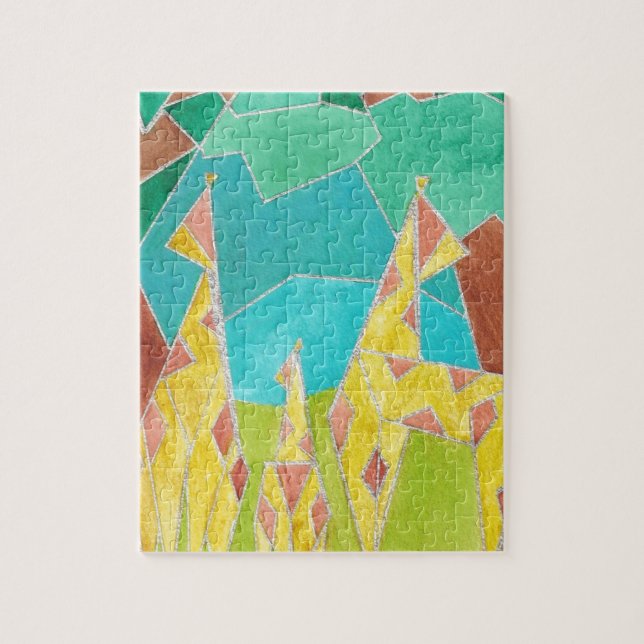 Puzzle Famille de girafes Art abstrait original (Vertical)