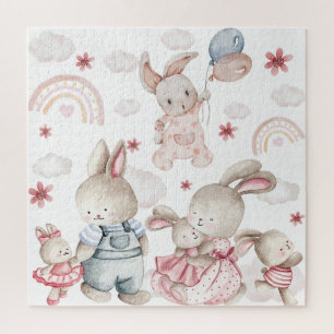 Puzzle Famille de Lapin Mignon Anniversaire Enfants Puzzl