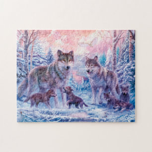 Puzzle Famille De Loups Peinture