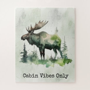 Puzzle Famille de Moose rustique personnalisée dans une f