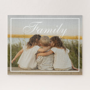Puzzle Famille de photo personnalisée élégante Script