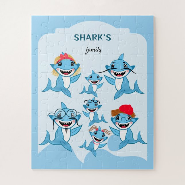 Puzzle Famille de requins heureux (Vertical)