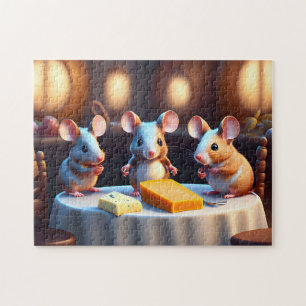 Puzzle Famille de souris à la table à manger