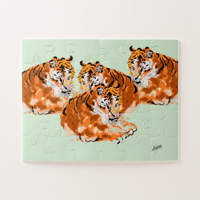 Puzzle : Famille de Tigres  (Horizontal)