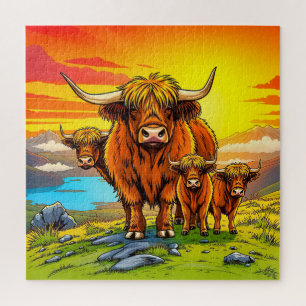 Puzzle Famille de vaches Highland