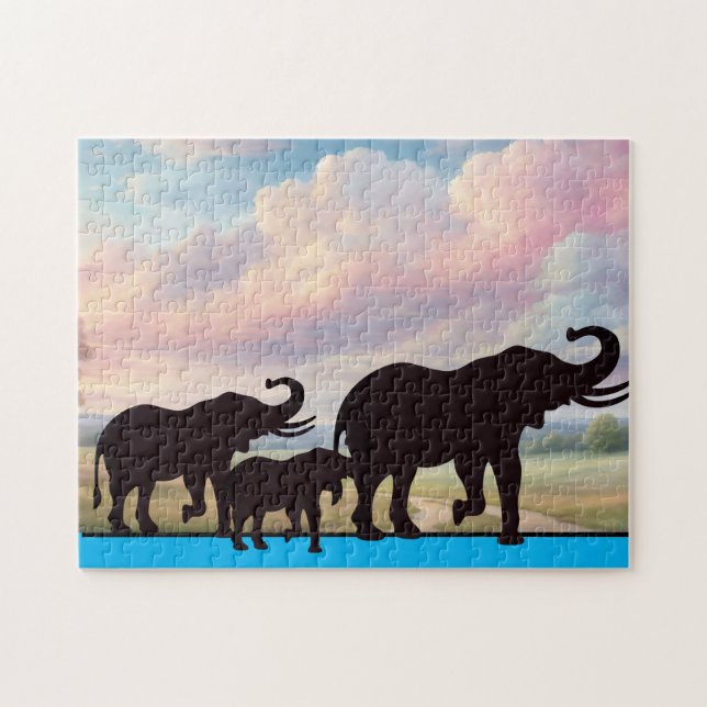 Puzzle Famille des éléphants (Horizontal)