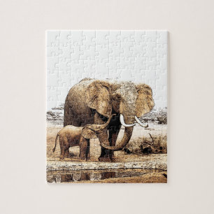Puzzle Famille des éléphants