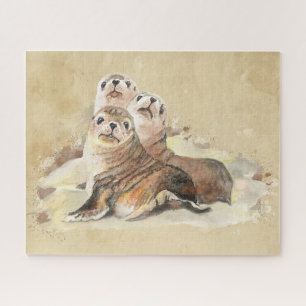 Puzzle Famille mignonne Amis Phoques Animaux Marine Anima