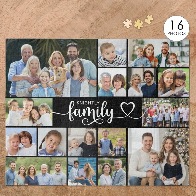 Puzzle Famille Moderne 16 Collage de Photos Script Cœur (Créateur téléchargé)