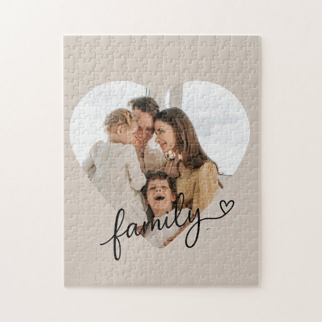 Puzzle Famille Photo Coeur - Cadeau Personnalisé (Vertical)