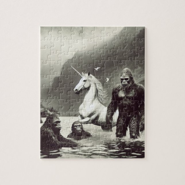 Puzzle Famille Sasquatch et une licorne (Vertical)