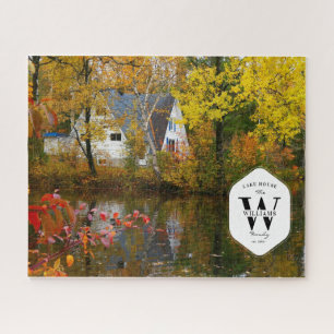 Puzzle Family Lake House Photo Monogram Keepsaké Cadeau