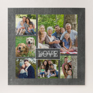 Puzzle Family Love Custom Photo Collage Modern Chalkboard