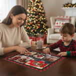Puzzle Family Name 5 Photo Collage Red Plaid Modern<br><div class="desc">Family Name 5 Photo Collage Red Plaid Modern Jigsaw Puzzle présente un montage photo de cinq de vos photos préférées avec votre nom de famille personnalisé en élégant script blanc sur un arrière - plan rouge plaid. Personnalisez en modifiant le texte dans les zones de texte fournies. Un cadeau parfait...</div>