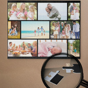 Puzzle Family Photo Collage Black Masonry Grid Custom
