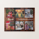 Puzzle Family photo collage family name rustic<br><div class="desc">Nom de famille,  collage photo personnalisé puzzle Vous pouvez le personnaliser et ajouter vos plus belles photos,  nom de famille et texte. Super !</div>