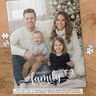Puzzle Family Script Photo Nom du coeur personnalisé