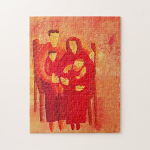 Puzzle Family Seated Contemporary Art Portrait Painting
