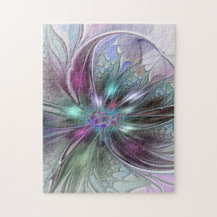 Puzzle Fantaisie Abstraite Moderne Fleur Fractale Colorée