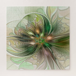 Puzzle Fantaisie Abstraite Moderne Fleur Fractale Colorée