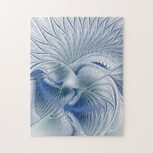 Puzzle Fantaisie dynamique Abstrait Tons bleus Art fracta