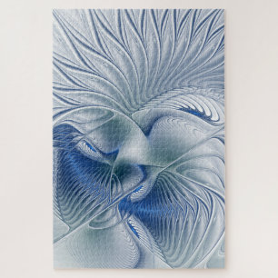 Puzzle Fantaisie dynamique Abstrait Tons bleus Art fracta