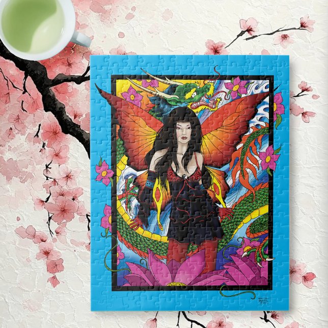 Puzzle Fantastique Dragon Fée Gothique Bleu Mystique (Créateur téléchargé)