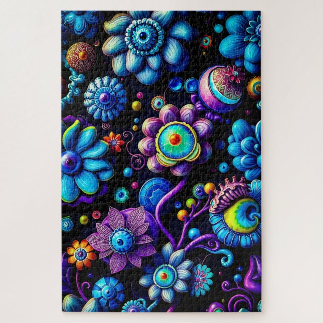 Puzzle Fantastique florale - Flore Alien vibrante (Vertical)