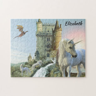 Puzzle Fantasy Unicorn Castle Dragon Personalized