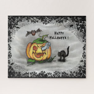 Puzzle Fantôme, Chat, Chat et Citrouille, Bonne Halloween