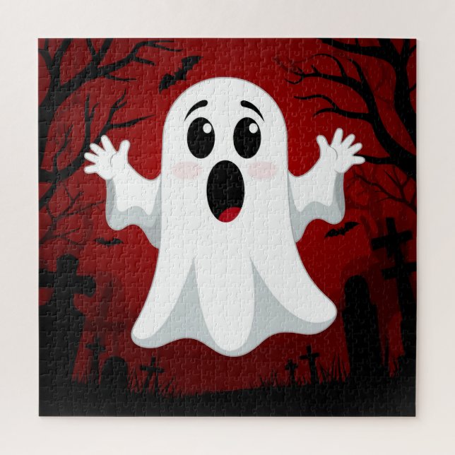 Puzzle Fantôme de dessin animé adorable dans un Halloween (Vertical)