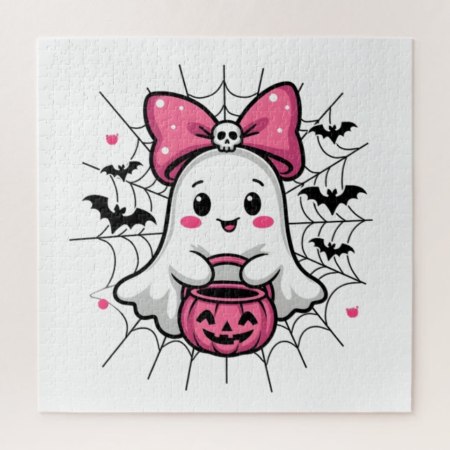 Puzzle Fantôme éffrayant avec Pink Bow Sensibilisation au (Vertical)