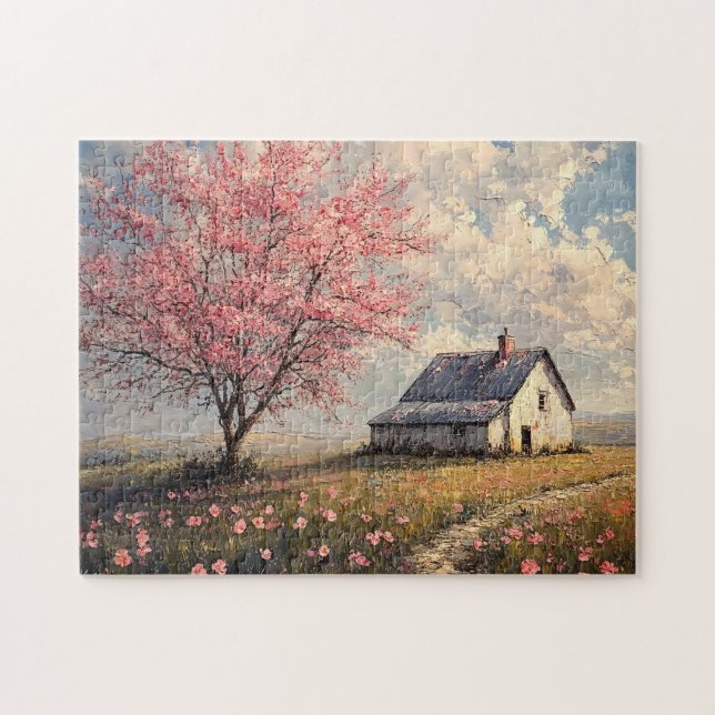 Puzzle Farmstead rustique avec arbre à fleurs (Horizontal)