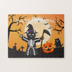 Puzzle Faucheuse Halloween Cat Grim